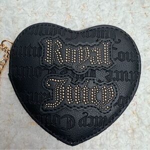 Juicy Couture Royal Couture heart-shaped zip wristlet in black faux leather NWOT